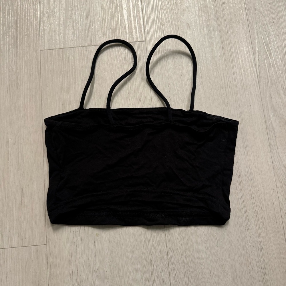 NWT Black Square-Neck Top
